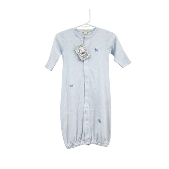 Kissy Kissy Pima Cotton Stripes Embroidered Puppy Converter Gown - Picture 1 of 9
